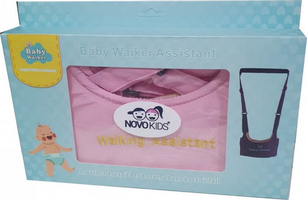 Novokids Ham pentru copii First Walking Assistant Roz cu Maner confortabil Intaritura Material moale Greutate admisa 15 kg Lavabil
