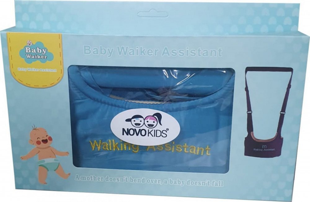 Novokids Ham pentru copii First Walking Assistant Turquoise cu Maner confortabil Intaritura Material moale Greutate admisa 15 kg Lavabil