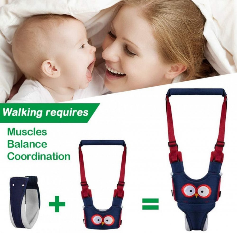 Novokids Ham pentru copii Premium Owl Walking Assistant Bleumarin cu maner comfortabil intaritura material moale greutate suportata 20 kg lavabil