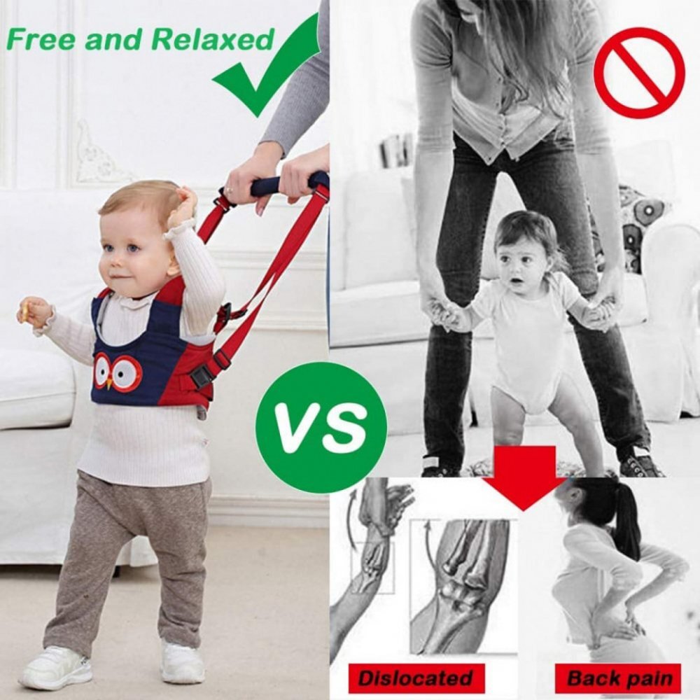 Novokids Ham pentru copii Premium Owl Walking Assistant Bleumarin cu maner comfortabil intaritura material moale greutate suportata 20 kg lavabil