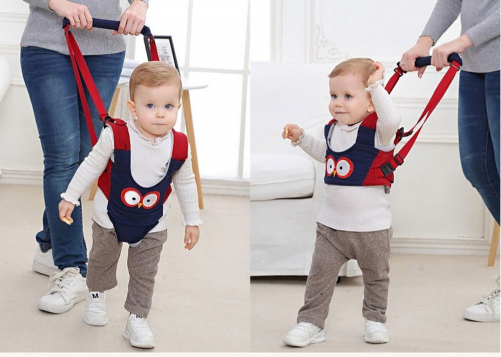 Novokids Ham pentru copii Premium Owl Walking Assistant Bleumarin cu maner comfortabil intaritura material moale greutate suportata 20 kg lavabil