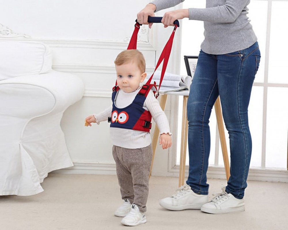 Novokids Ham pentru copii Premium Owl Walking Assistant Bleumarin cu maner comfortabil intaritura material moale greutate suportata 20 kg lavabil