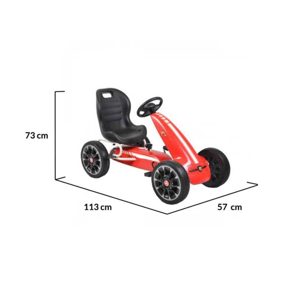 Novokids Kart cu pedale pentru copii Chrysler Kart Pro Rosu roti din cauciuc EVA 5-8 ani structura metalica frana de mana functie FreeWheel mers cu spatele