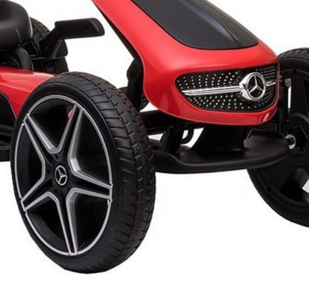 Novokids Kart cu pedale pentru copii Mercedes Benz Kart Pro Rosu cu claxon si melodii structura metalica frana de mana functie freewheel scaun ajustabil mers cu spatele