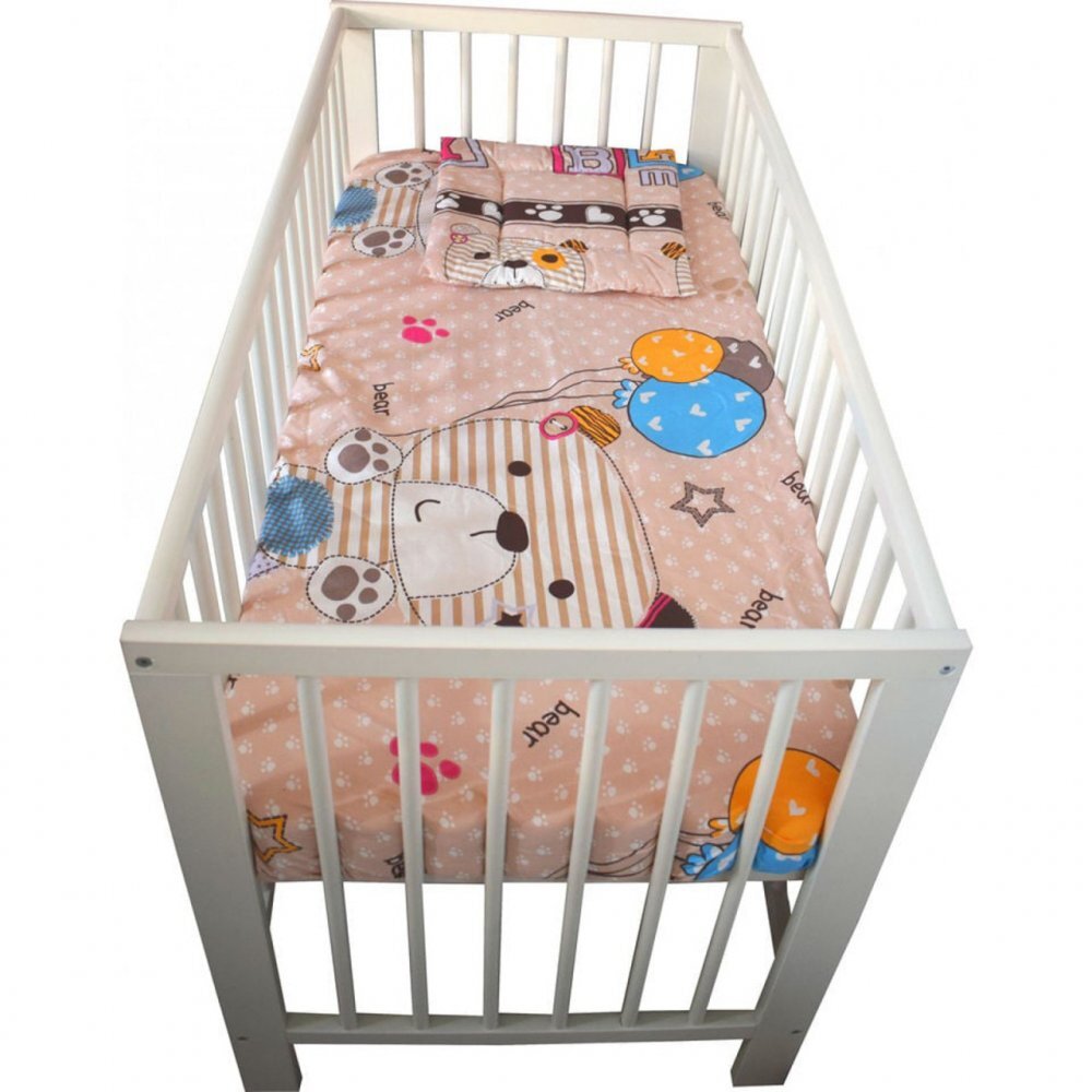 Novokids Lenjerie din bumbac cu 3 piese pentru patut Ursulet Baloane Multicolor