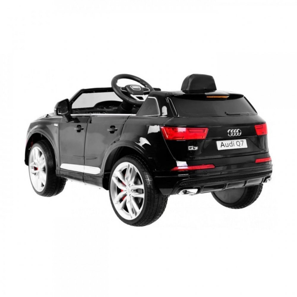 Novokids Masinuta electrica pentru copii Audi Q7 Negru Roti din Cauciuc EVA Greutate admisa 30 kg Usi cu deschidere 2 Viteze Lungime 121 cm 2 motoare control parental