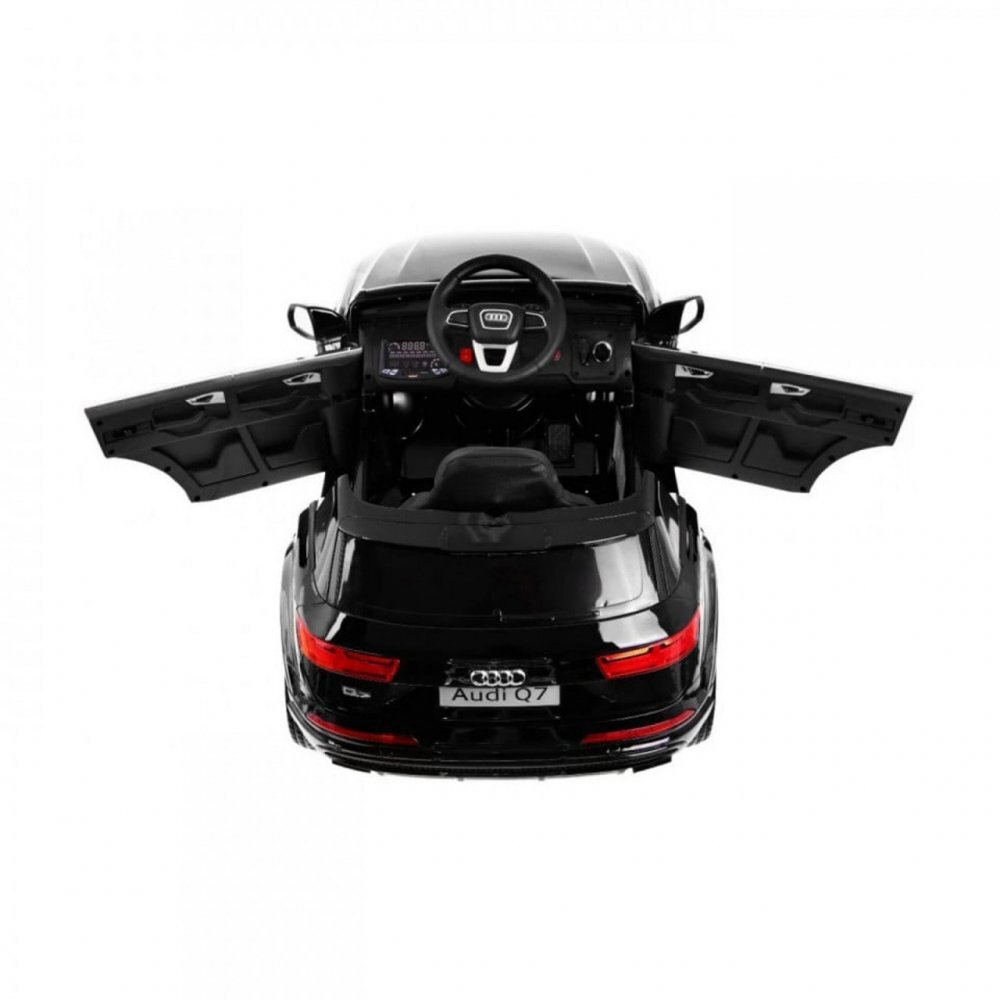 Novokids Masinuta electrica pentru copii Audi Q7 Negru Roti din Cauciuc EVA Greutate admisa 30 kg Usi cu deschidere 2 Viteze Lungime 121 cm 2 motoare control parental