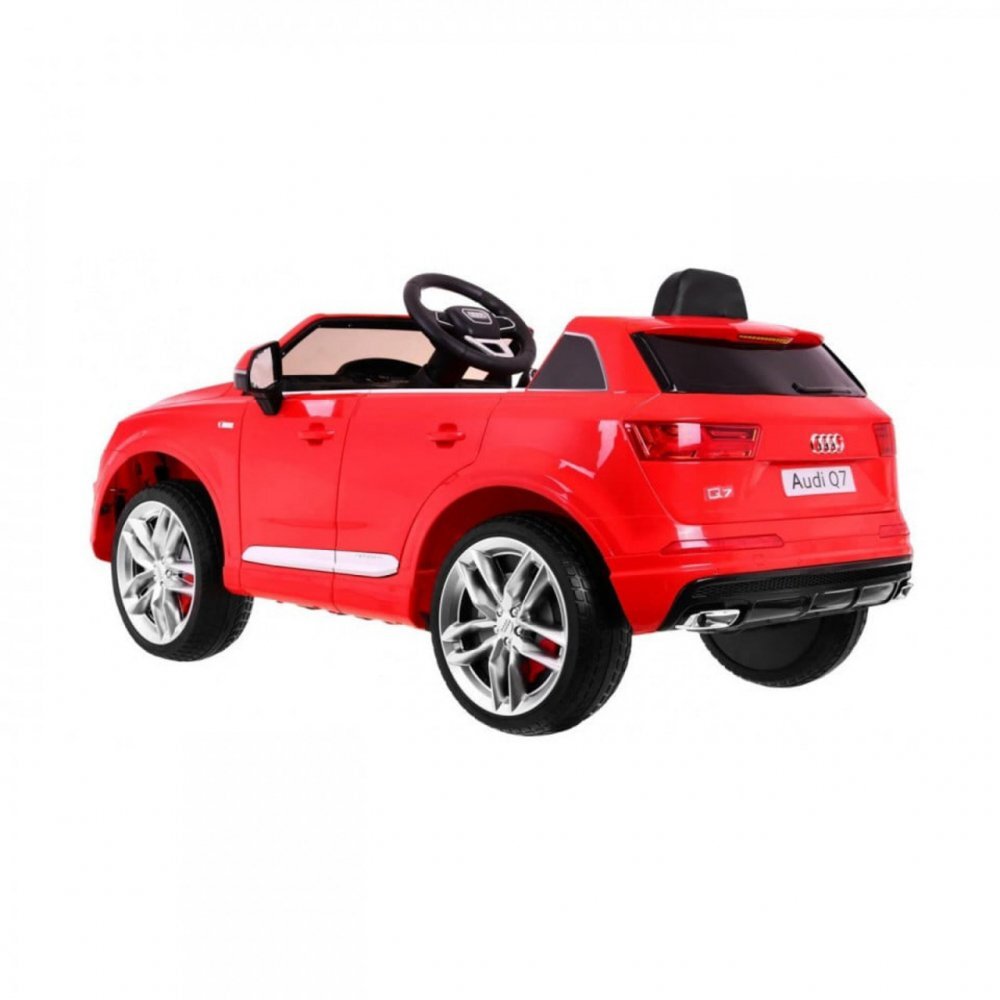 Novokids Masinuta electrica pentru copii Audi Q7 Rosu Roti din Cauciuc EVA Greutate admisa 30 kg Usi cu deschidere 2 Viteze Lungime 121 cm 2 motoare control parental