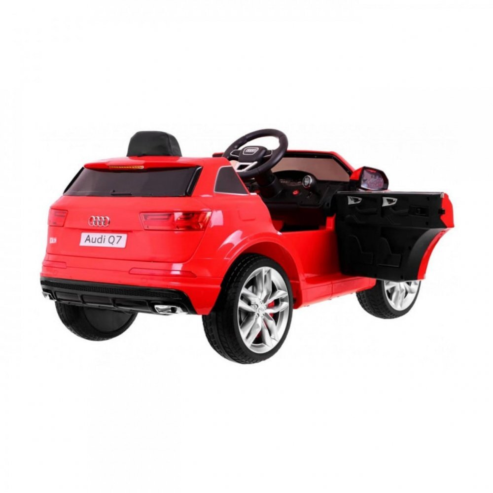 Novokids Masinuta electrica pentru copii Audi Q7 Rosu Roti din Cauciuc EVA Greutate admisa 30 kg Usi cu deschidere 2 Viteze Lungime 121 cm 2 motoare control parental