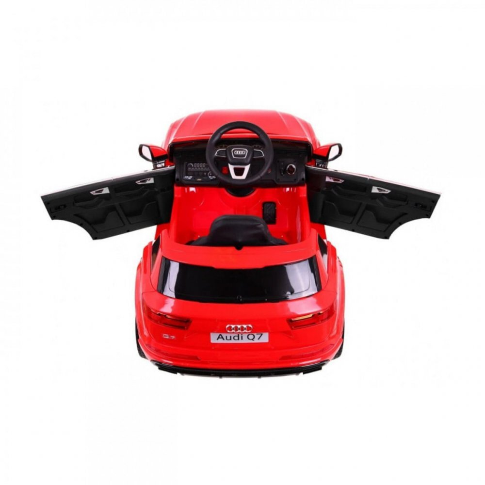 Novokids Masinuta electrica pentru copii Audi Q7 Rosu Roti din Cauciuc EVA Greutate admisa 30 kg Usi cu deschidere 2 Viteze Lungime 121 cm 2 motoare control parental