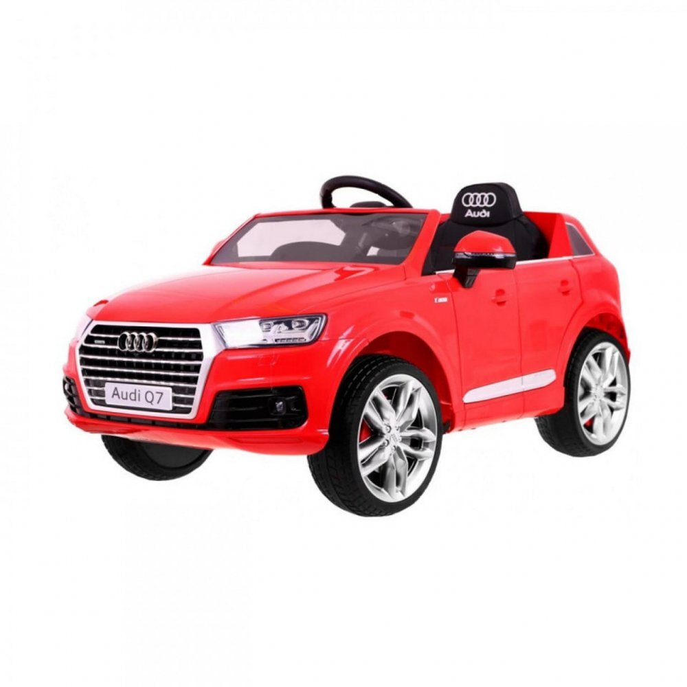 Novokids Masinuta electrica pentru copii Audi Q7 Rosu Roti din Cauciuc EVA Greutate admisa 30 kg Usi cu deschidere 2 Viteze Lungime 121 cm 2 motoare control parental