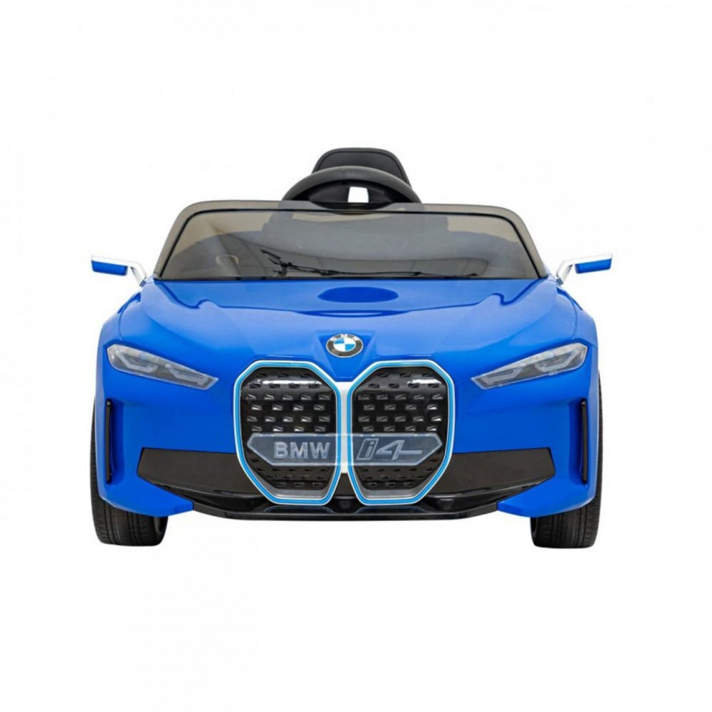 Novokids Masinuta electrica pentru copii BMW I4 cu telecomanda roti din cauciuc EVA max 30 kg usi cu deschidere 3 viteze Albastru
