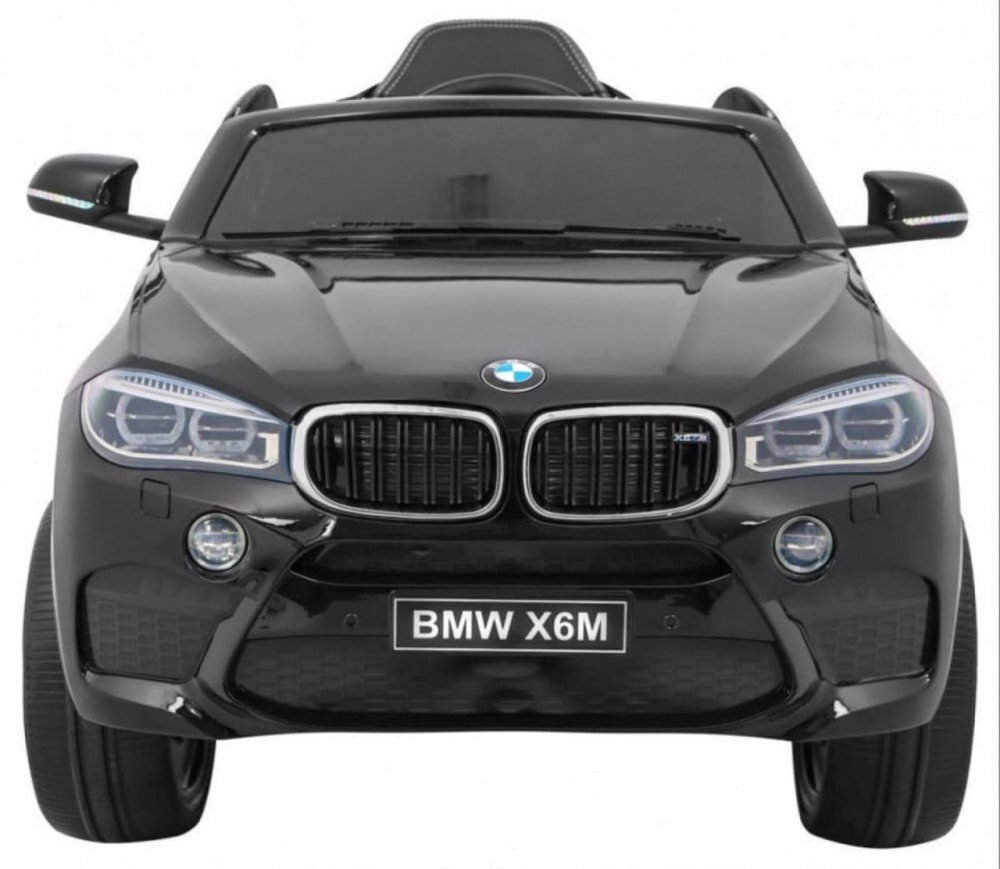 Novokids Masinuta electrica pentru copii BMW X6 M roti din cauciuc EVA max 30 kg usi cu deschidere baterie 12V 2 viteze 2 motoare 390 W Negru