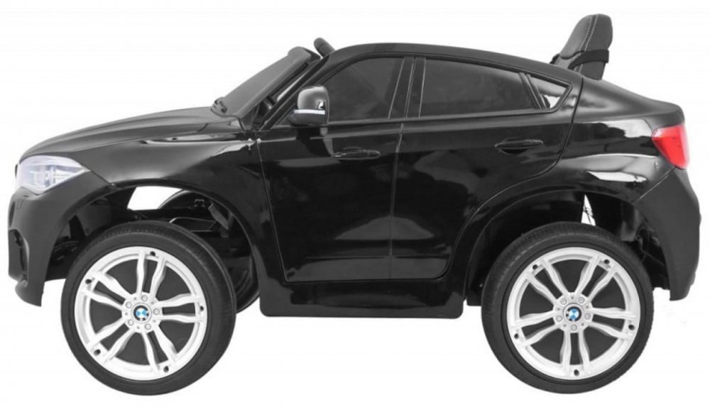 Novokids Masinuta electrica pentru copii BMW X6 M roti din cauciuc EVA max 30 kg usi cu deschidere baterie 12V 2 viteze 2 motoare 390 W Negru