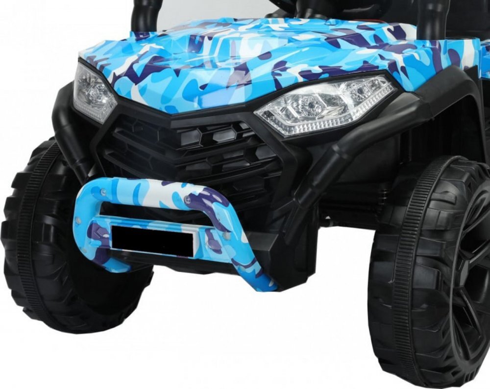 Novokids Masinuta electrica pentru copii Buggy Mini UTV cu faruri luminoase telecomanda 3-6 ani max 30 kg 3 viteze Model Offroad Albastru Camuflaj