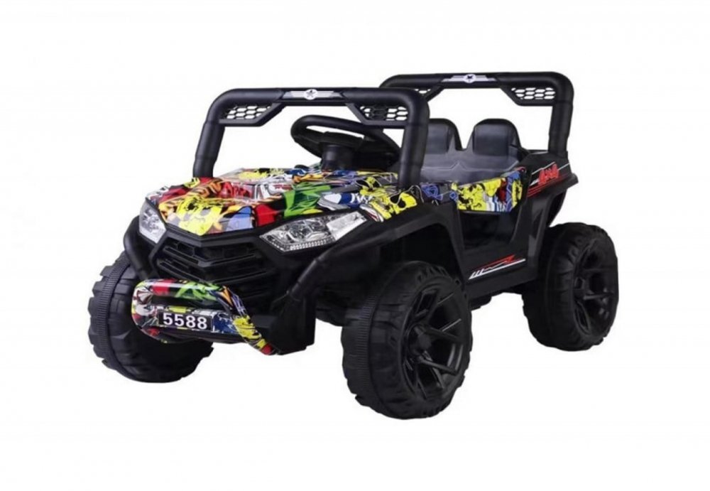 Novokids Masinuta electrica pentru copii Buggy Mini UTV cu faruri luminoase telecomanda 3-6 ani max 30 kg 3 viteze model Offroad Multicolor Camuflag