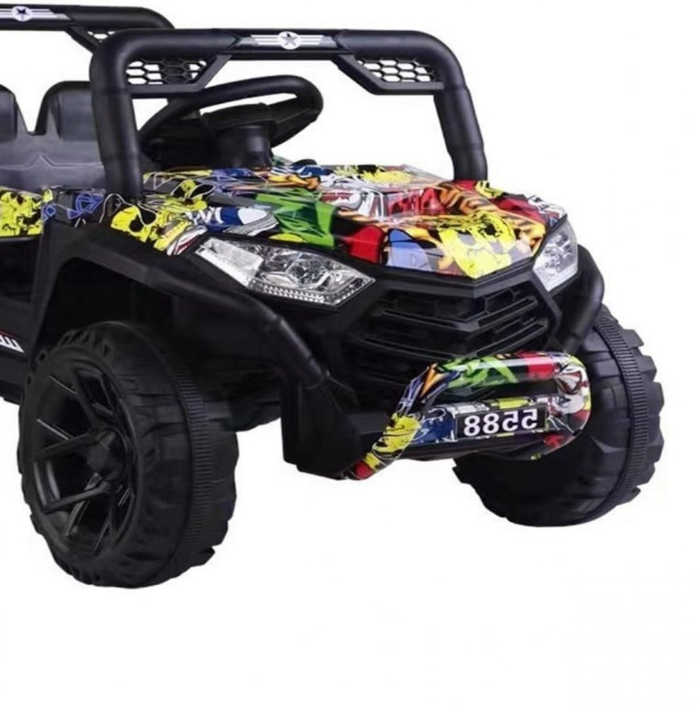 Novokids Masinuta electrica pentru copii Buggy Mini UTV cu faruri luminoase telecomanda 3-6 ani max 30 kg 3 viteze model Offroad Multicolor Camuflag