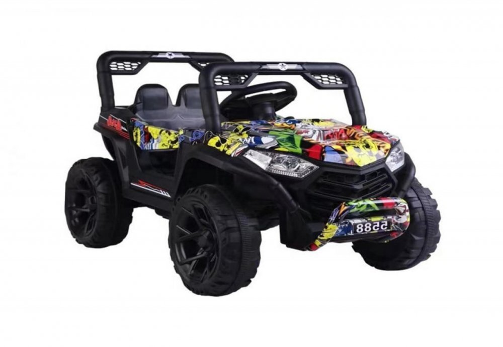 Novokids Masinuta electrica pentru copii Buggy Mini UTV cu faruri luminoase telecomanda 3-6 ani max 30 kg 3 viteze model Offroad Multicolor Camuflag