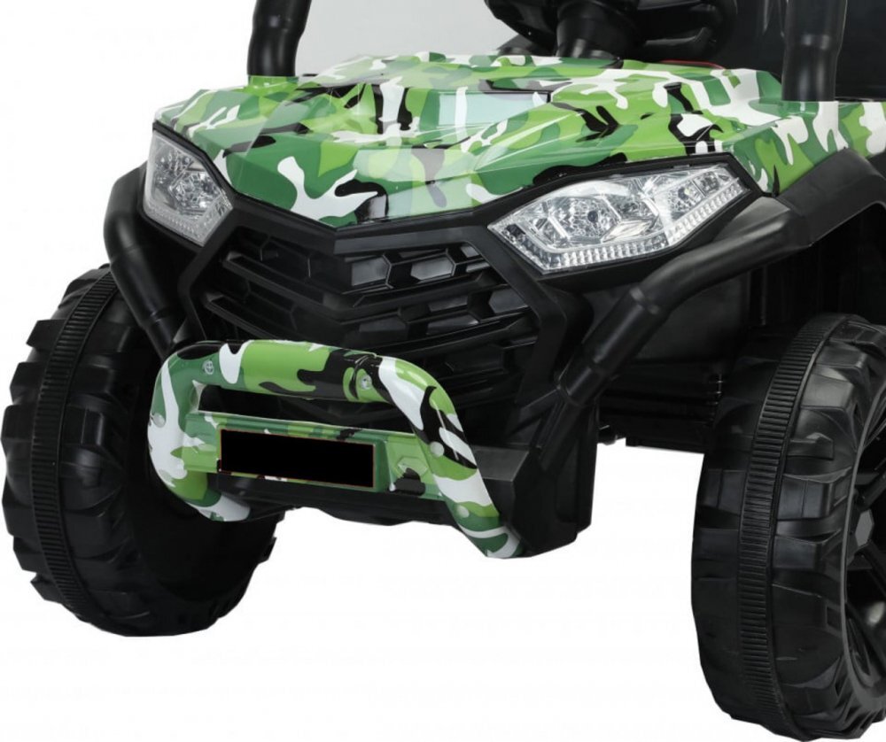 Novokids Masinuta electrica pentru copii Buggy Mini UTV cu faruri luminoase telecomanda 3-6 ani max 30 kg 3 viteze model Offroad Verde Camuflaj