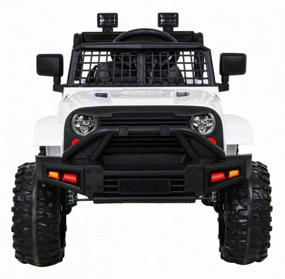 Novokids Masinuta electrica pentru copii Dark Knight Jeep PRO Alb Max 30 kg melodii si lumini 12V 2 viteze