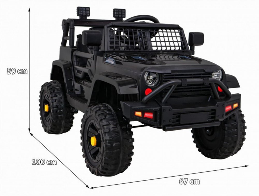 Novokids Masinuta electrica pentru copii Dark Knight Jeep PRO Negru Max 30 kg melodii si lumini 12V 2 viteze