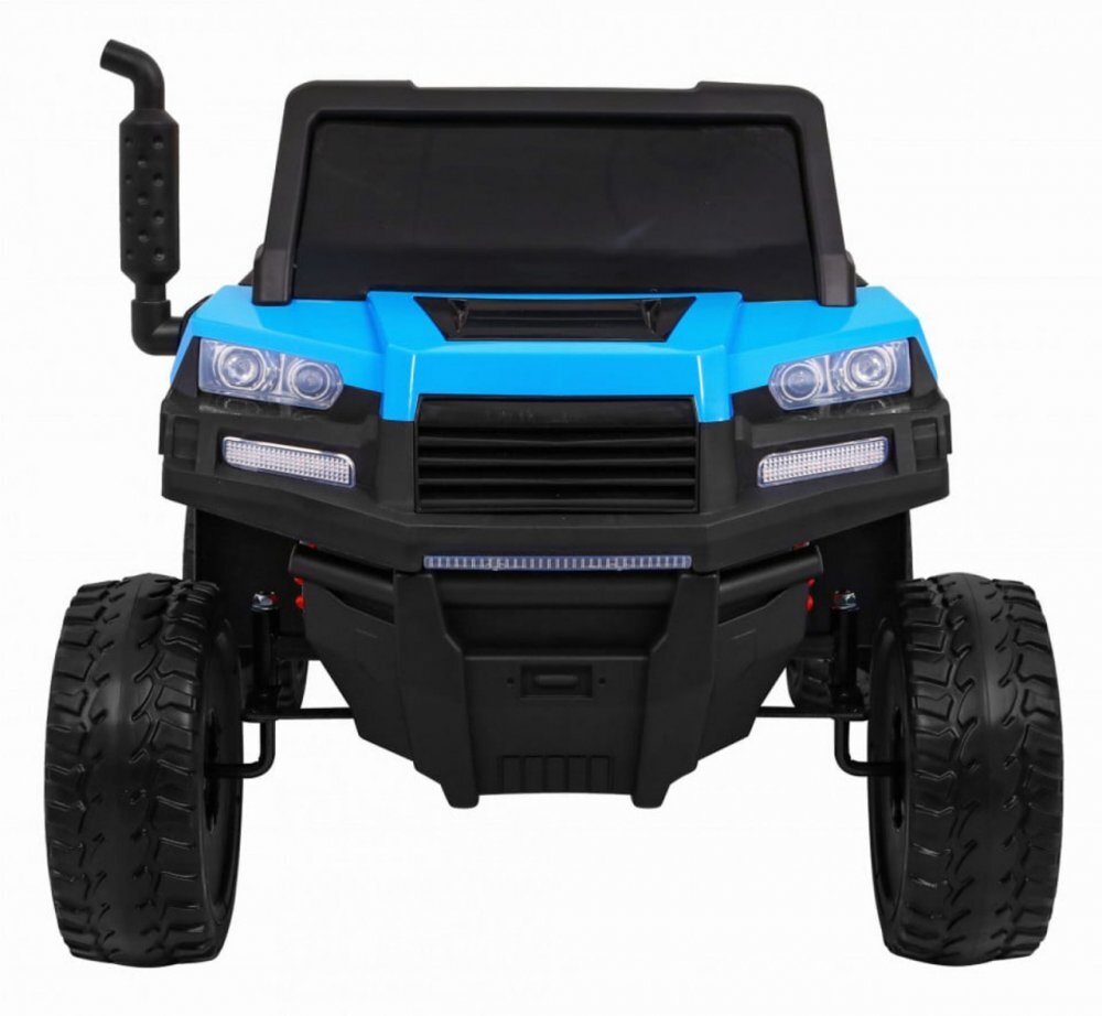 Novokids Masinuta electrica pentru copii Farmer Beast Buggy Albastru 6 roti 2 locuri remorca si faruri luminoase roti din cauciuc EVA max 60 kg 24V