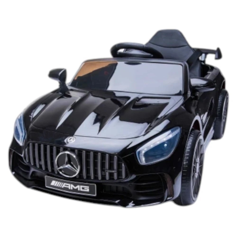 Novokids Masinuta electrica pentru copii Mercedes AMG GTR Negru 12V roti din cauciuc EVA usi cu deschidere 2 viteze 2 motoare 550 W