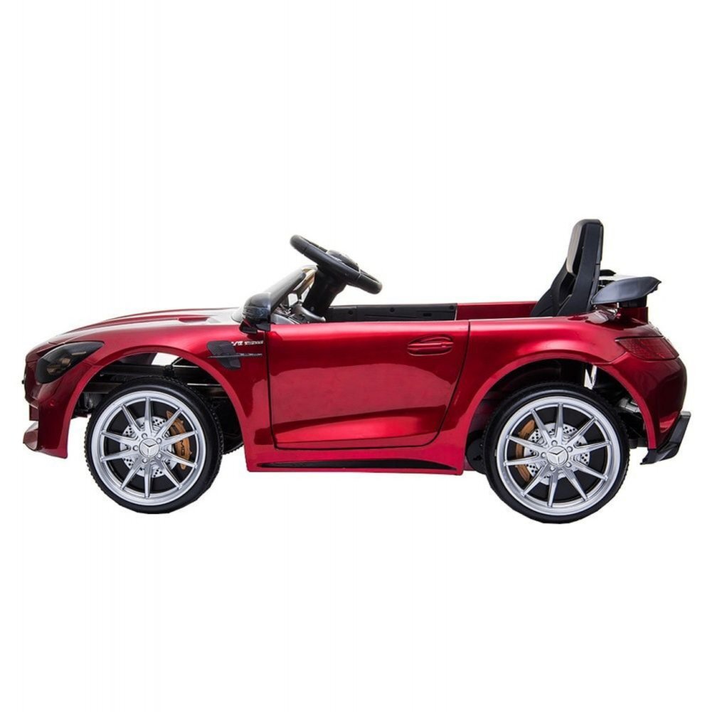 Novokids Masinuta electrica pentru copii Mercedes AMG GTR Rosu 12V roti din cauciuc EVA usi cu deschidere 2 viteze 2 motoare 550 W