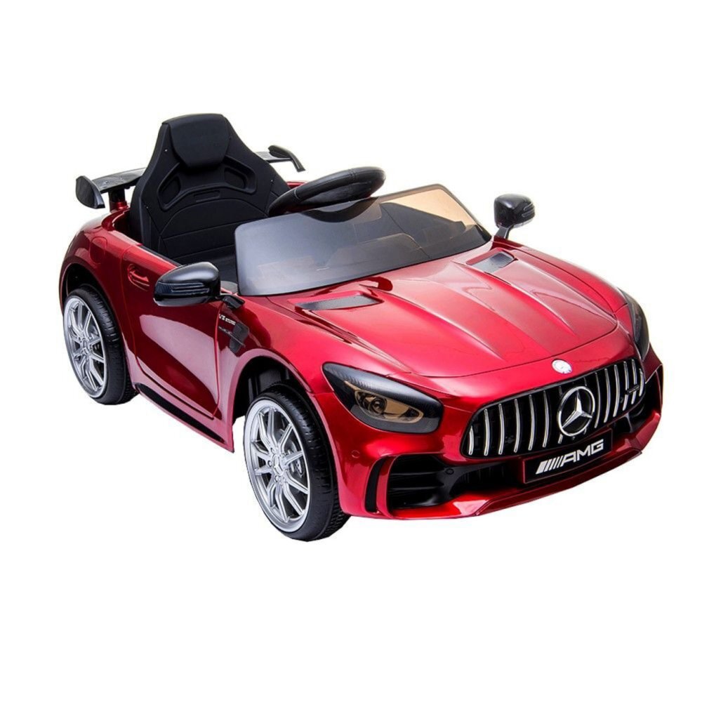 Novokids Masinuta electrica pentru copii Mercedes AMG GTR Rosu 12V roti din cauciuc EVA usi cu deschidere 2 viteze 2 motoare 550 W