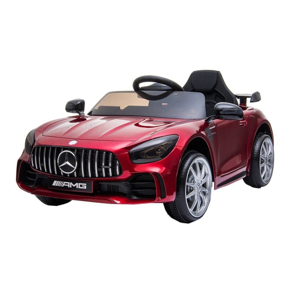 Novokids Masinuta electrica pentru copii Mercedes AMG GTR Rosu 12V roti din cauciuc EVA usi cu deschidere 2 viteze 2 motoare 550 W