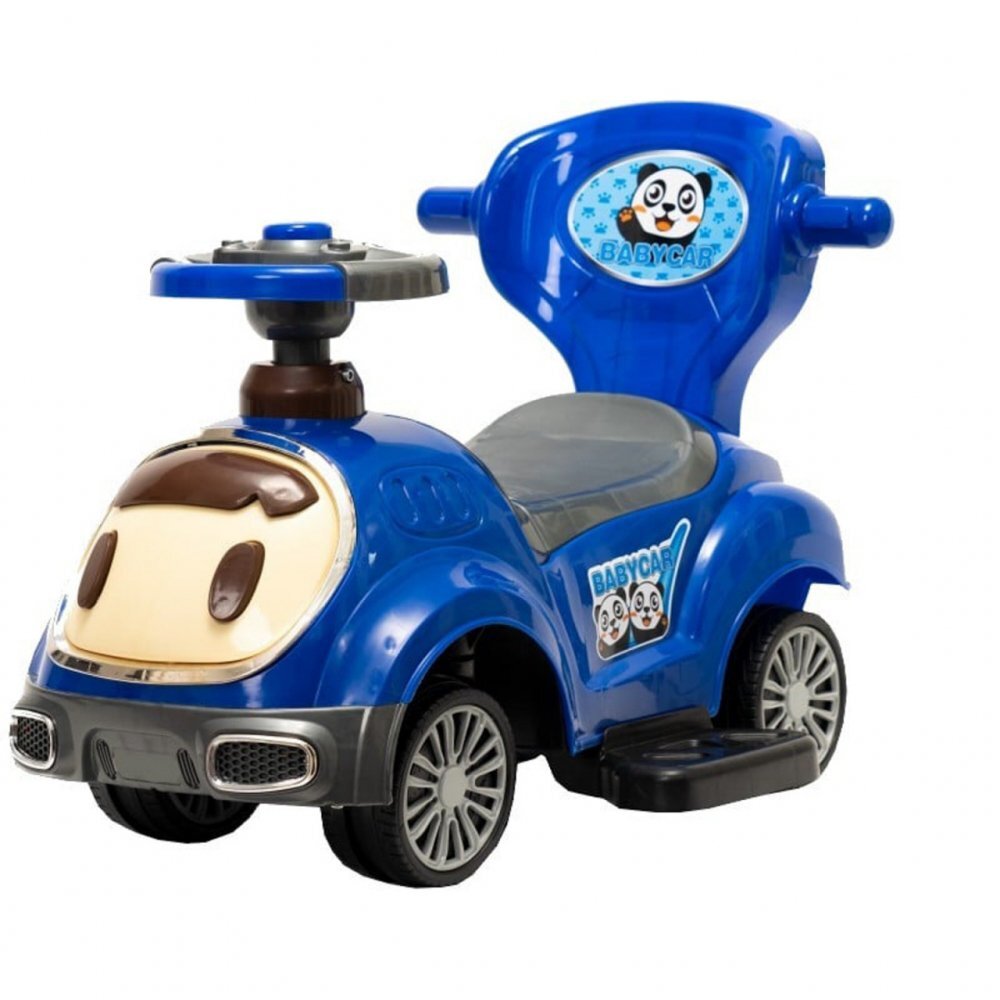 Novokids Masinuta pentru copii BabyCar Albastru cu Melodii Lumini Maner de impins pentru parinti detasabil si bara de protectie Spatiu depozitare Greutate admisa 25 kg