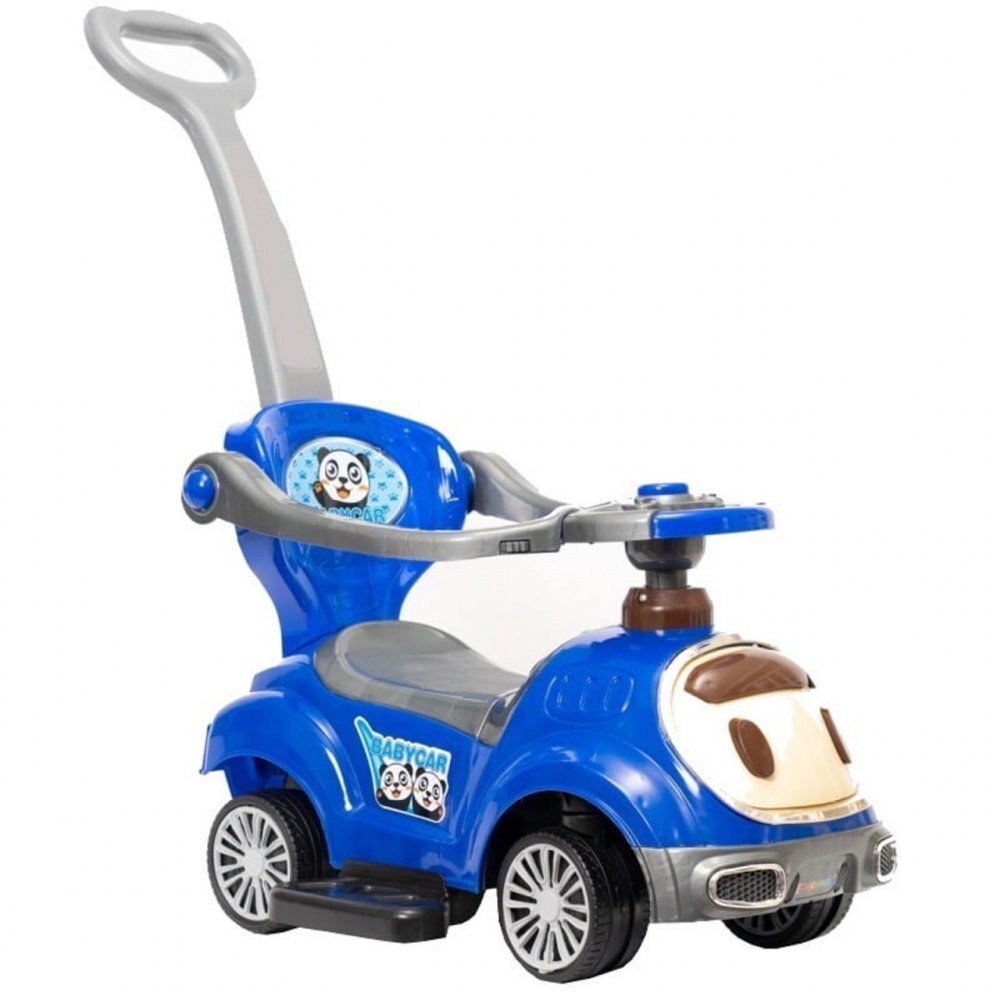 Novokids Masinuta pentru copii BabyCar Albastru cu Melodii Lumini Maner de impins pentru parinti detasabil si bara de protectie Spatiu depozitare Greutate admisa 25 kg