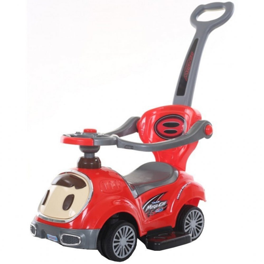 Novokids Masinuta pentru copii BabyCar Rosu cu Melodii Lumini Maner de impins pentru parinti detasabil si bara de protectie Spatiu depozitare Greutate admisa 25 kg