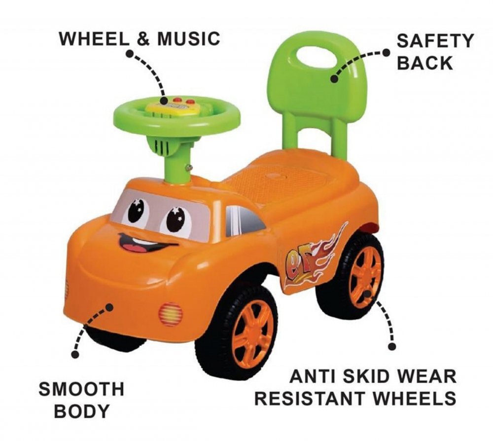 Novokids Masinuta pentru copii Dream Car Portocaliu fara Pedale greutate admisa 25 kg Cu Sunete Spatar de Protectie si Volan