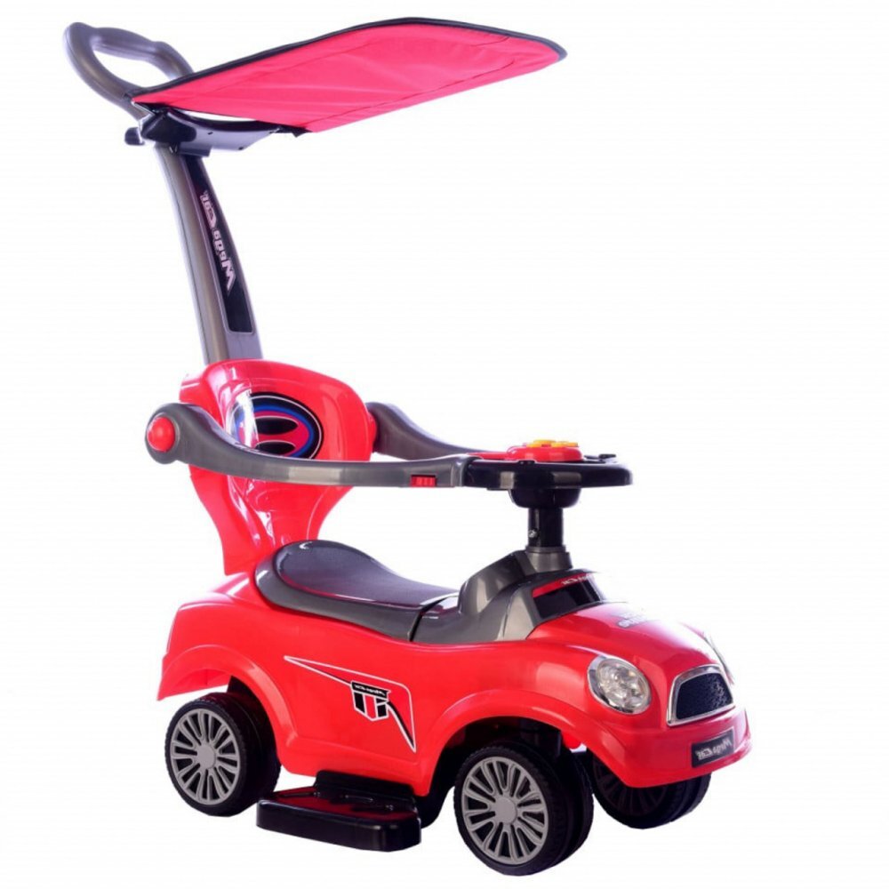 Novokids Masinuta pentru copii Mega Car Plus Rosu cu Melodii Maner si Copertina detasabile Greutate admisa 20kg