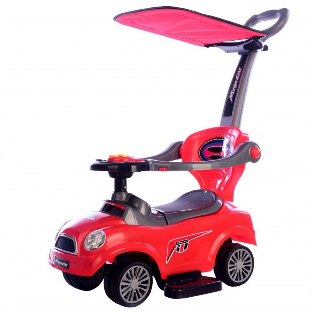 Novokids Masinuta pentru copii Mega Car Plus Rosu cu Melodii Maner si Copertina detasabile Greutate admisa 20kg