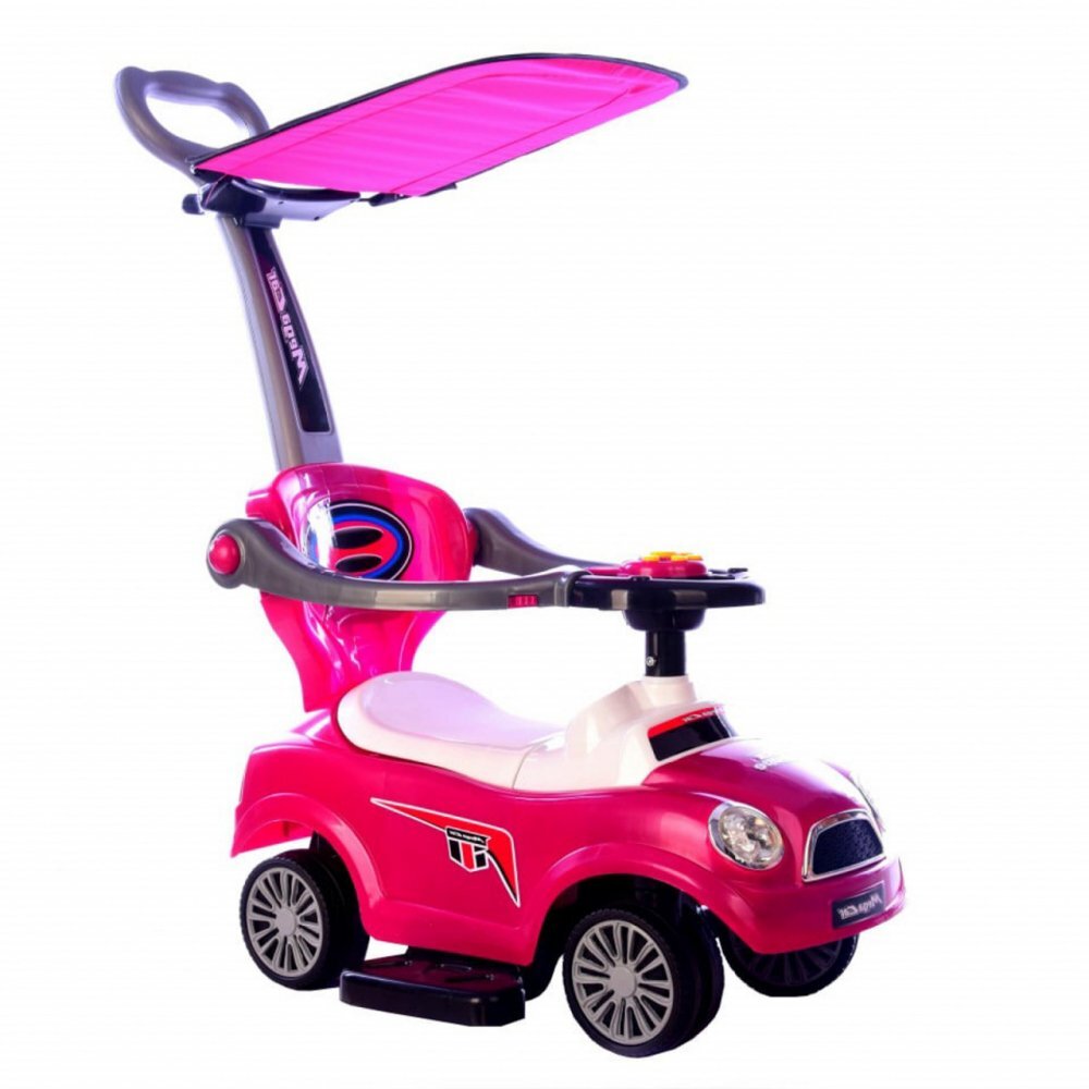 Novokids Masinuta pentru copii Mega Car Plus Roz cu Melodii Maner si Copertina detasabile Greutate admisa 20kg