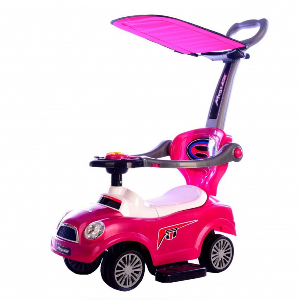 Novokids Masinuta pentru copii Mega Car Plus Roz cu Melodii Maner si Copertina detasabile Greutate admisa 20kg
