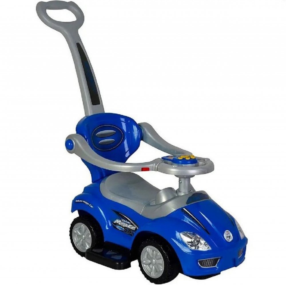 Novokids Masinuta pentru copii MegaCar Albastru Cu melodii Lumini Maner de impins detasabil pentru parinti