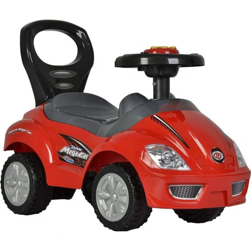 Novokids Masinuta pentru copii MegaCar Rosu Cu melodii Lumini Maner de impins detasabil pentru parinti