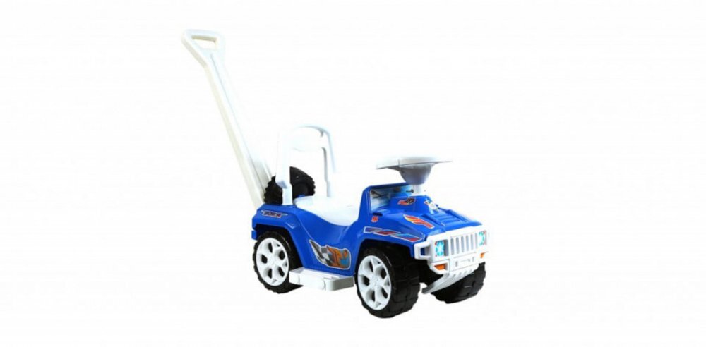 Novokids Masinuta pentru copii My first SUV Car XXL Albastru Lungime 85 cm maner de impins detasabil pentru parinti spatiu pentru depozitare