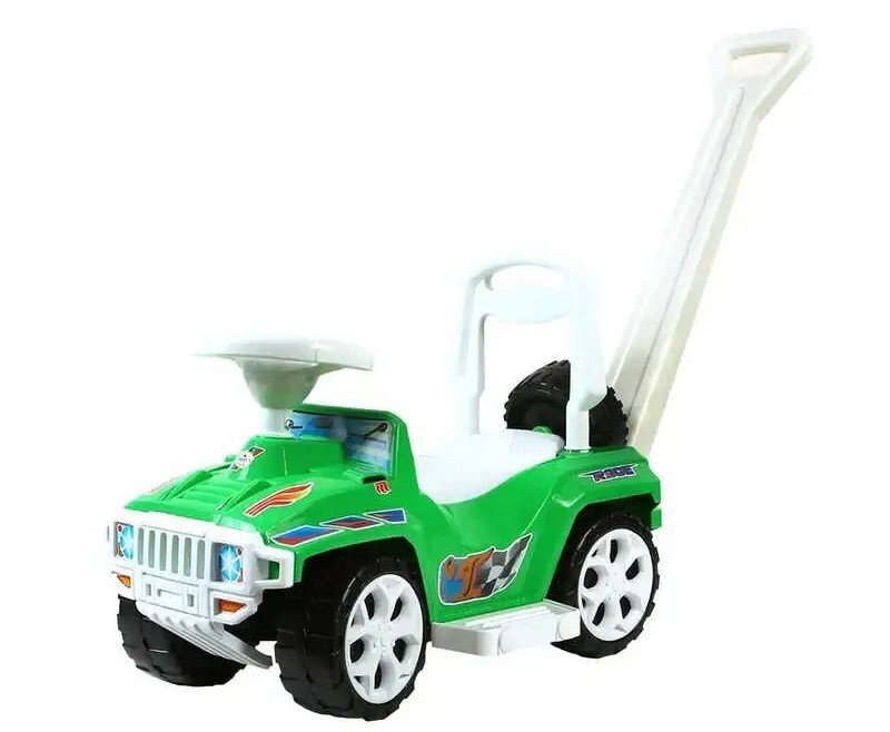 Novokids Masinuta pentru copii My first SUV Car XXL Verde Lungime 85 cm Maner de impins detasabil pentru parinti Spatiu pentru depozitare
