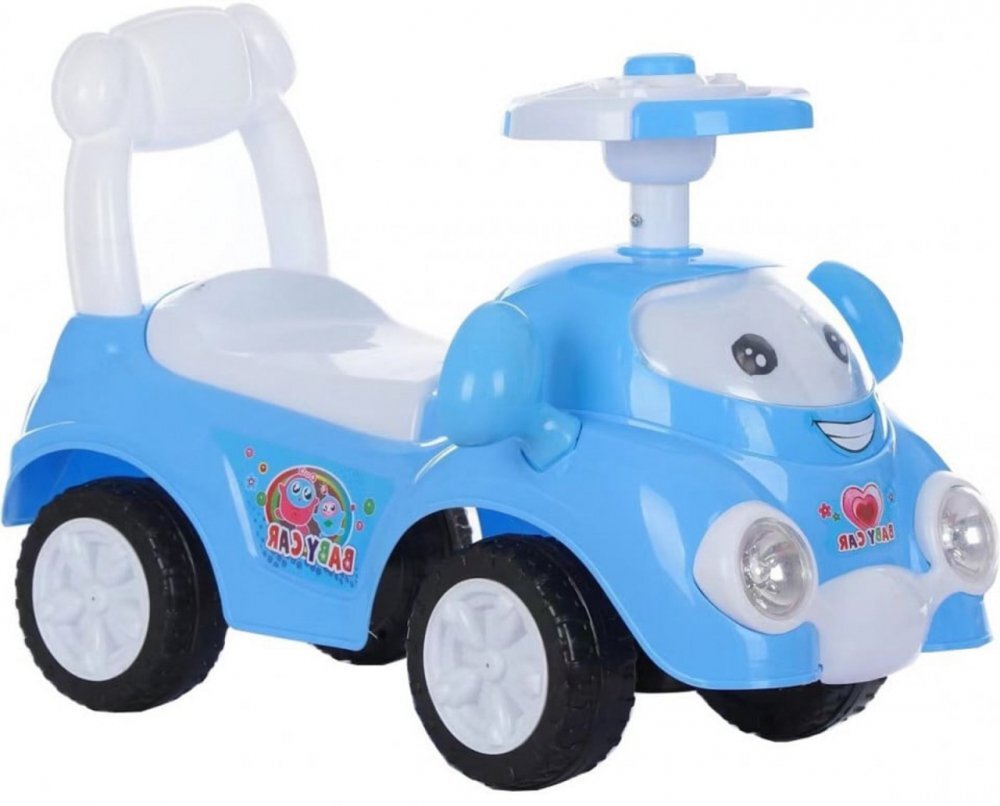 Novokids Masinuta pentru copii Super Happy Car Albastru fara pedale cu melodii si sunete greutate suportata 25 kg