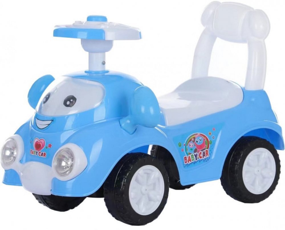 Novokids Masinuta pentru copii Super Happy Car Albastru fara pedale cu melodii si sunete greutate suportata 25 kg
