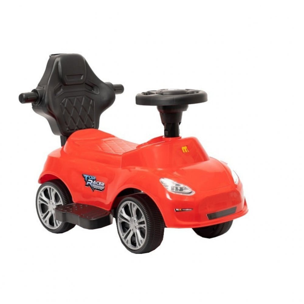 Novokids Masinuta pentru copii Top Racer Rosu fara pedale cu melodii si lumini maner de impins detasabil