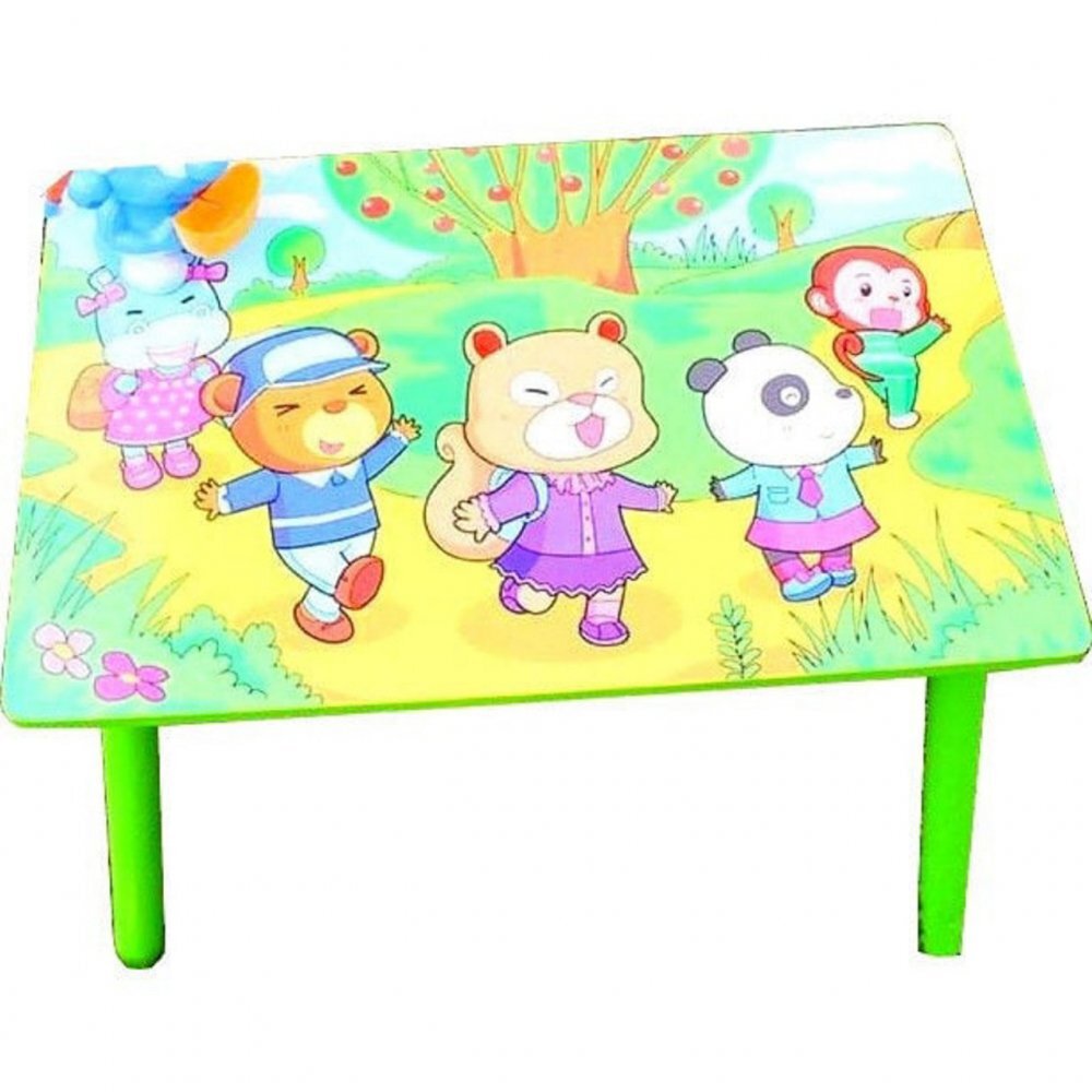 Novokids Masuta copii din MDF cu doua scaune My first table dimensiuni 59X39X40 suprafata lucioasa Verde