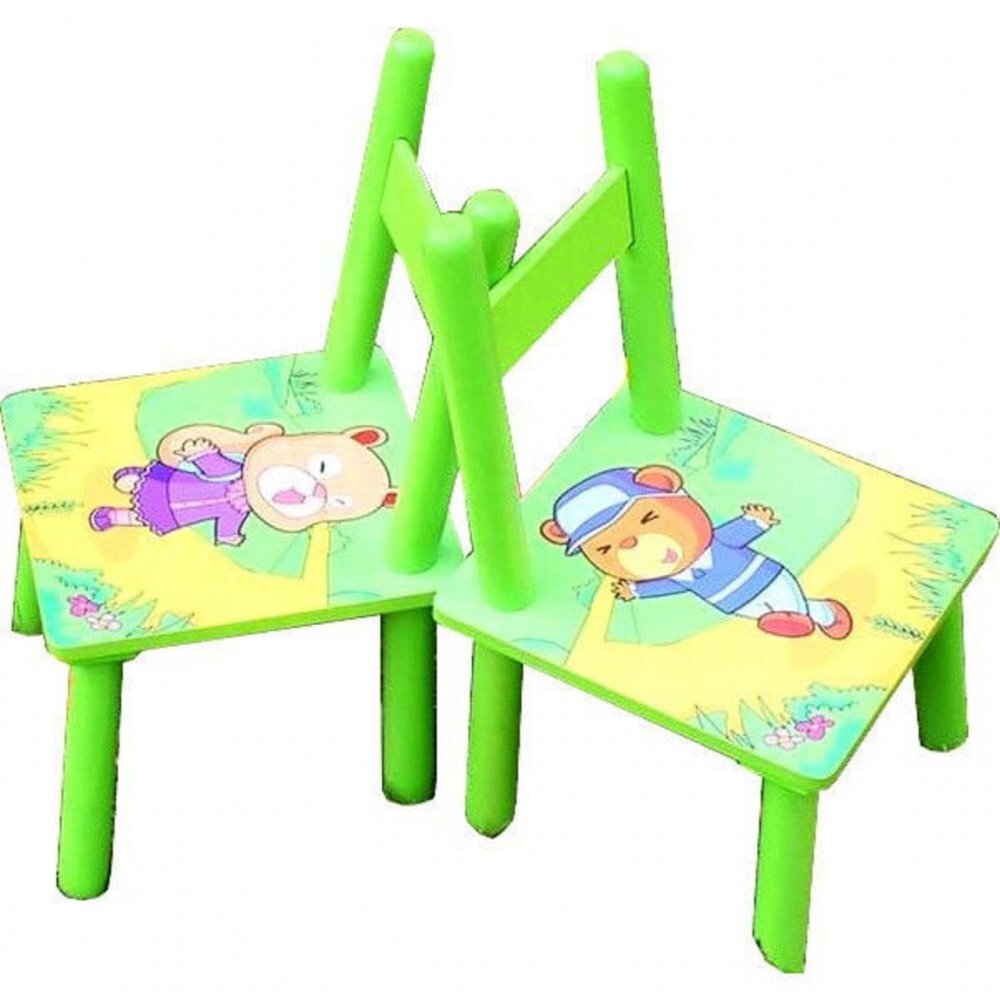 Novokids Masuta copii din MDF cu doua scaune My first table dimensiuni 59X39X40 suprafata lucioasa Verde