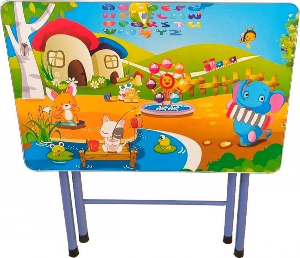 Novokids Masuta pentru copii My first folding table Albastru din MDF pliabila dimensiuni 60X40X56 cm 2 nivele de inaltime suprafata lucioasa