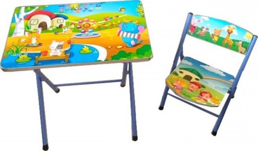 Novokids Masuta pentru copii My first folding table Albastru din MDF pliabila dimensiuni 60X40X56 cm 2 nivele de inaltime suprafata lucioasa
