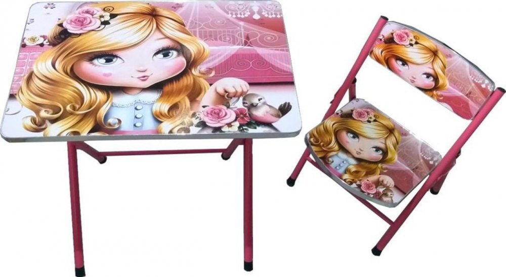 Novokids Masuta pentru copii My first folding table Roz Princess din MDF pliabila dimensiuni 60X40X56 cm 2 nivele de inaltime suprafata lucioasa